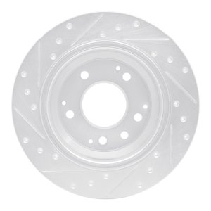 Acura RL Brake Rotor (1) - Rear Right - R1 Concepts - Drilled & Slotted - Silver - `99-`01